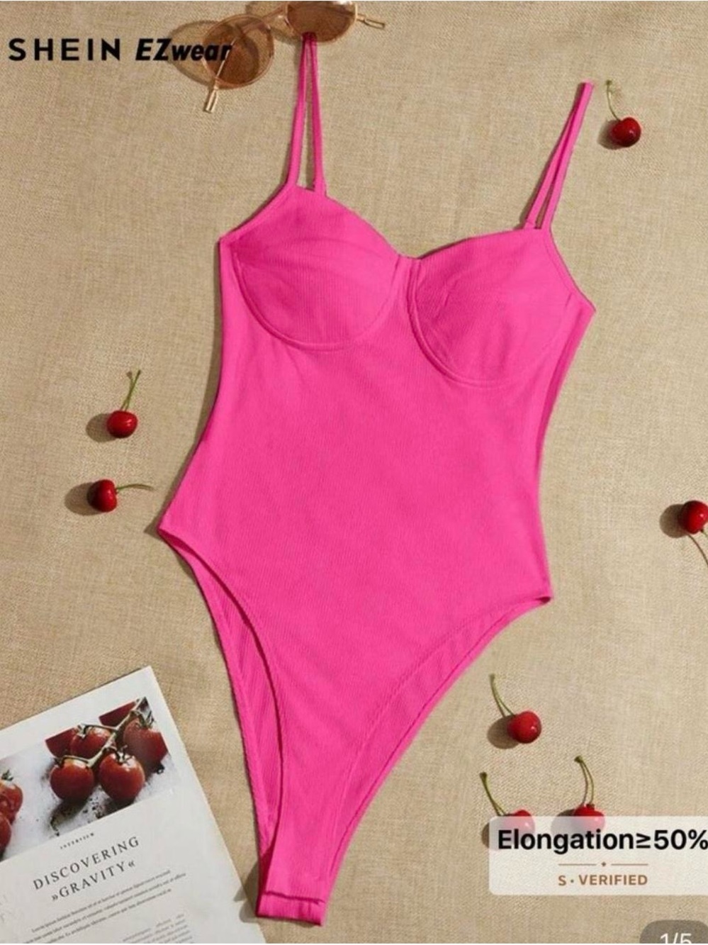 SHEIN Hot Pink Ribbed Bodysuit